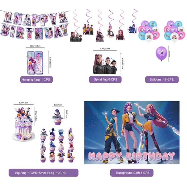K-POP Demon Hunters Birthday Decoration Kit | Complete Party Set